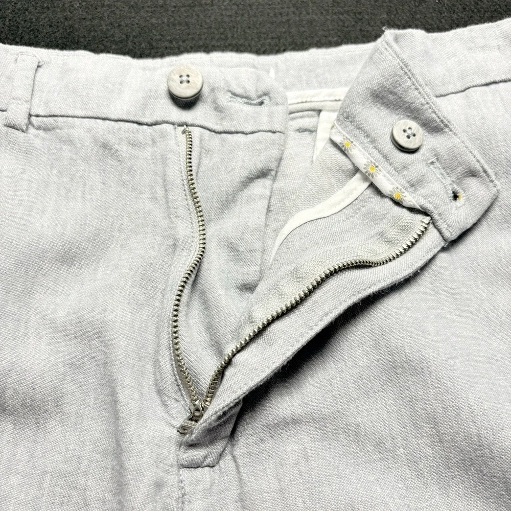 PORTER & ASH Men Linen Blend Pants Sz 34 Gray Coastal Beach Preppy Resort 8a-4